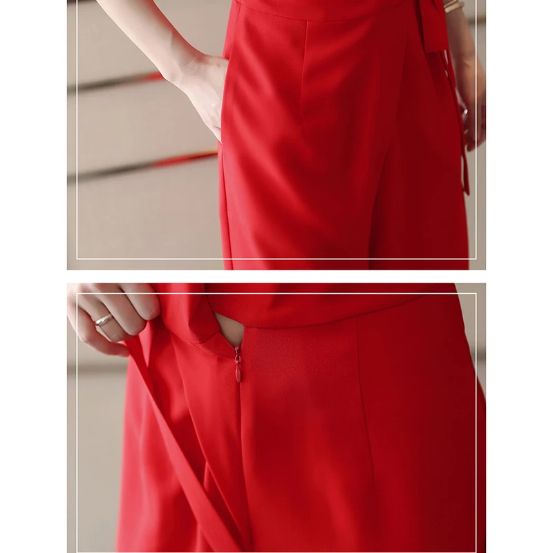 Комбинезоны женские летние 2018NEW модные шифоновые широкие брюки костюм женский с