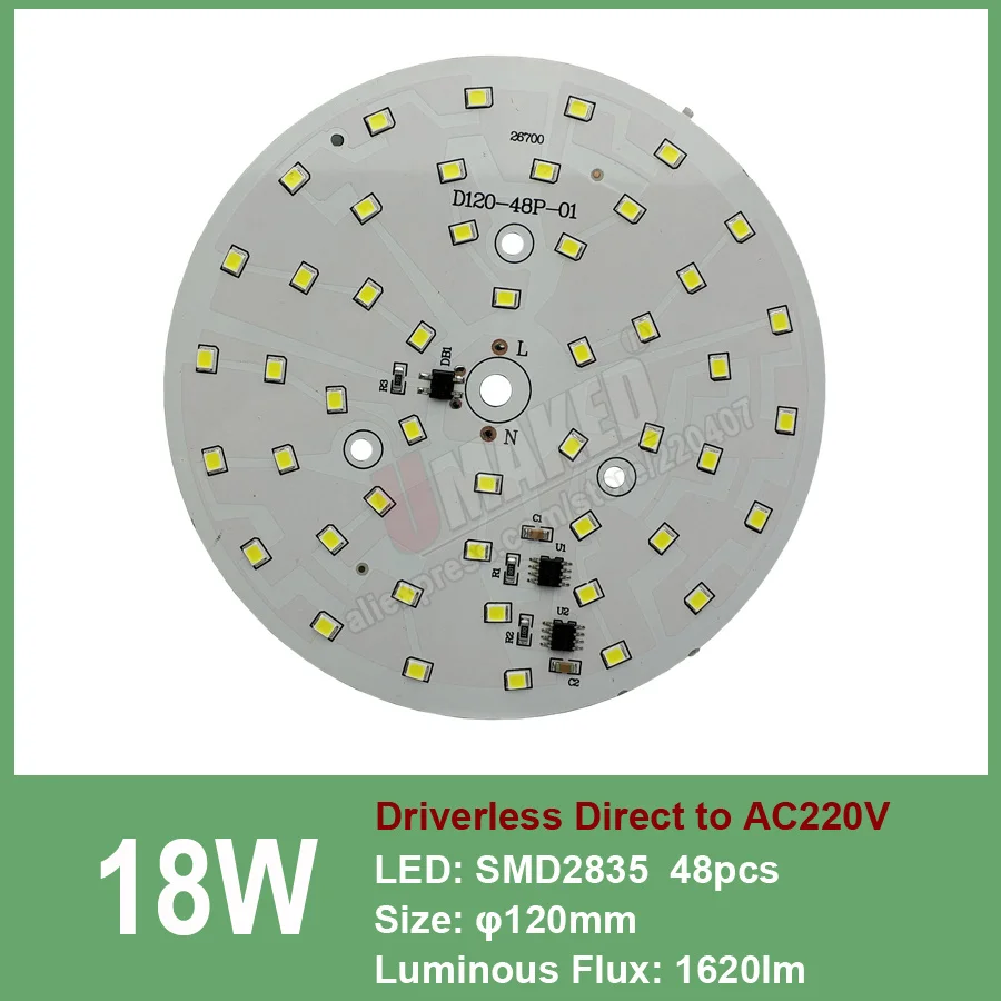 18 Вт 120 мм AC 220 V Светодиодные светильники pcb СИД smd2835 встроенным IC драйвер, 18 Вт 15 Вт 12 Вт 9 Вт 7 Вт 5 Вт 3 Вт для Светильник направленного света «сделай сам»