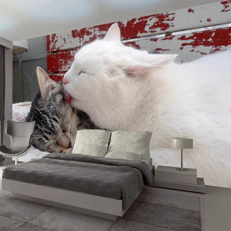 JiaSheMeiJu Custom 3D Stereo Beautiful Cat Photo Wallpaper Wall Covering Living Room Bedroom Dining Mural | Обустройство дома