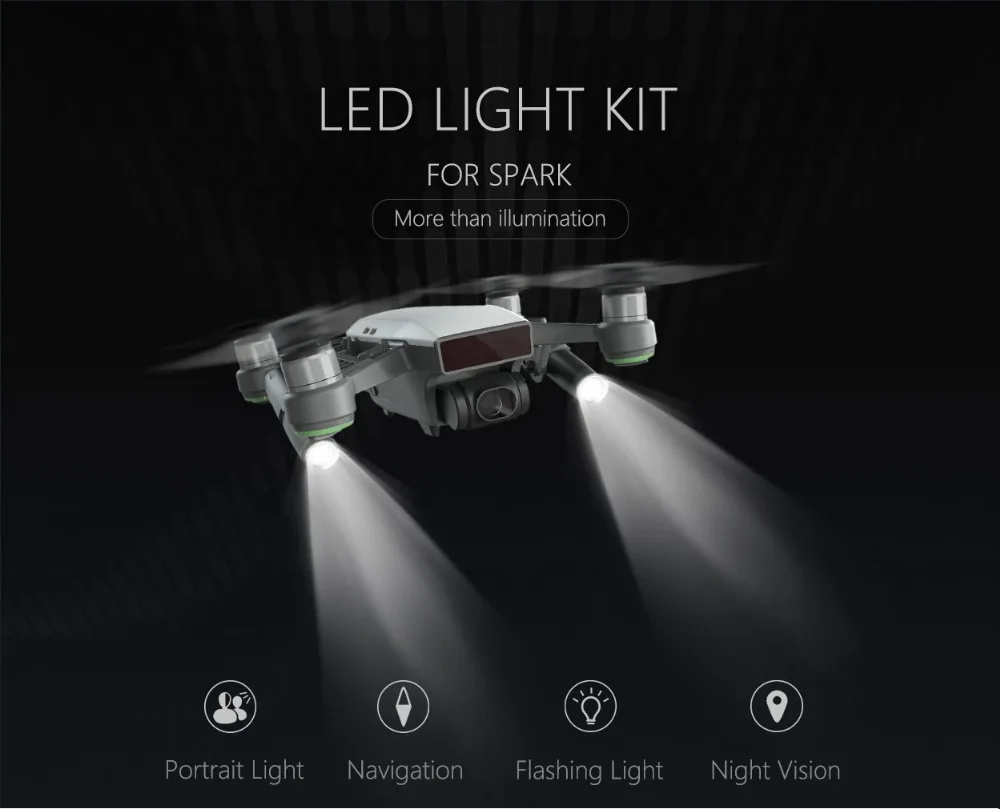 PGYTECH Новое поступление ночной полет светодиодные лампы для DJI Spark аксессуары Spark Drone портативные аксессуары