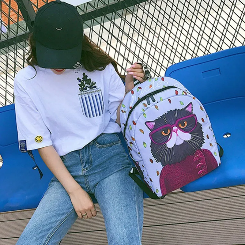 Kawaii 3D рюкзак с изображением котенка милый мультяшный Кот Детская сумка для книг