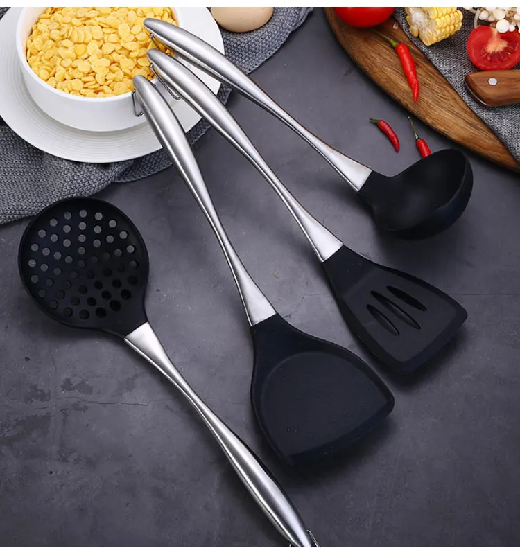 Silicone kitchen Cooking Tools Spatula Heat-resistant Soup Spoon Non-stick Utensils Cooking Shovel Baking Gadgets Accessories