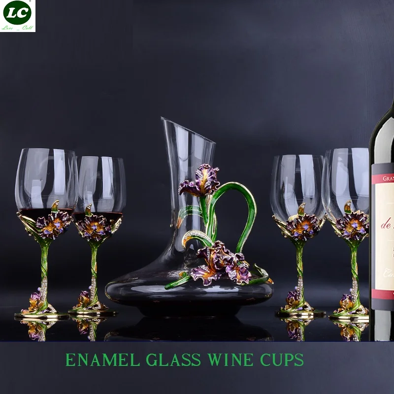 

Wine Glass Set Exquisite Enamel goblet Glass Wineware Sober up Winehold Cup Cabinet Decoration With Gift Box 350ml