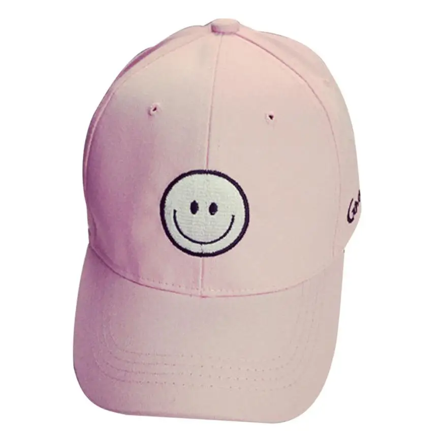 Розовый Дизайн, хлопковая бейсболка со смайликом с вышивкой, летняя шляпа 80323 - Цвет: Розовый