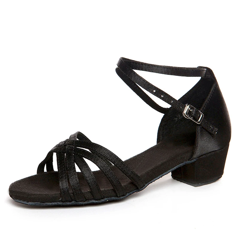 Black heel 35mm Кроссовки Спортивная обувь танцевальная обувь детская латинская Gilr Salsa Высокая Скидка дешевая акробатика выделена каблук 35 мм черный синий - Цвет: Black heel 35mm