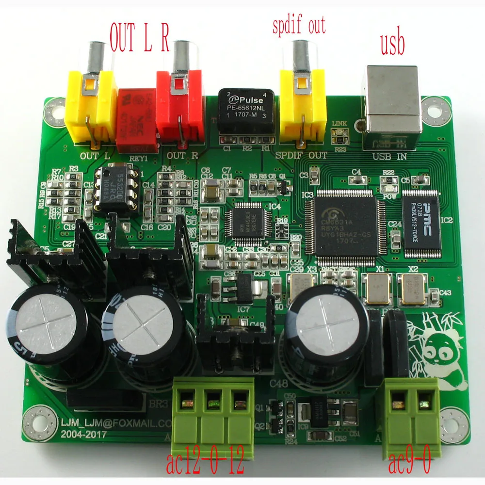 CM6631A+ AKM4490 USB DAC 32 бит 384 к коаксиальный выход+ стерео сигнал Выход HiFi аудио декодер доска T0766