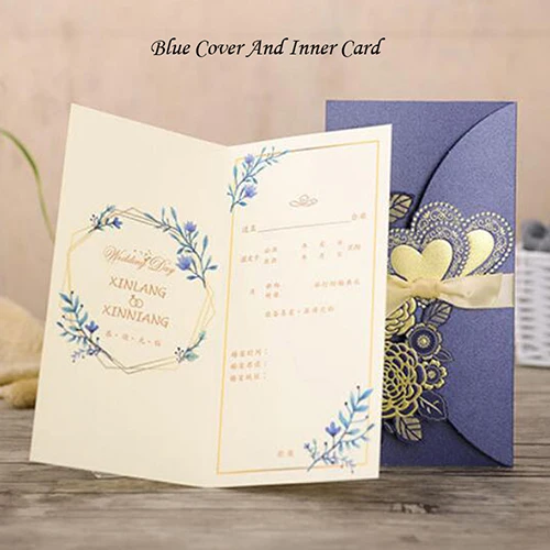 Cover And Inner Card 50 шт лазерная резка розовое сердце свадебные приглашения открытки поздравительные открытки на заказ с ленты для свадебного украшения вечерние принадлежности для мероприятий - Цвет: Cover And Inner Card