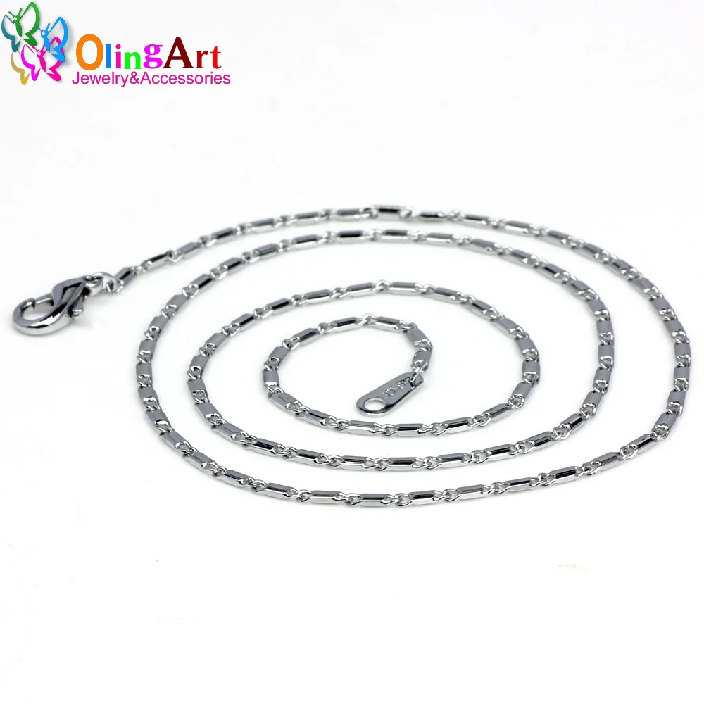 

OlingArt Female Fashion 1.5MM 3pcs/lot Silver-color Clavicle chain hot selling necklaces DIY Women Jewelry making Accessories