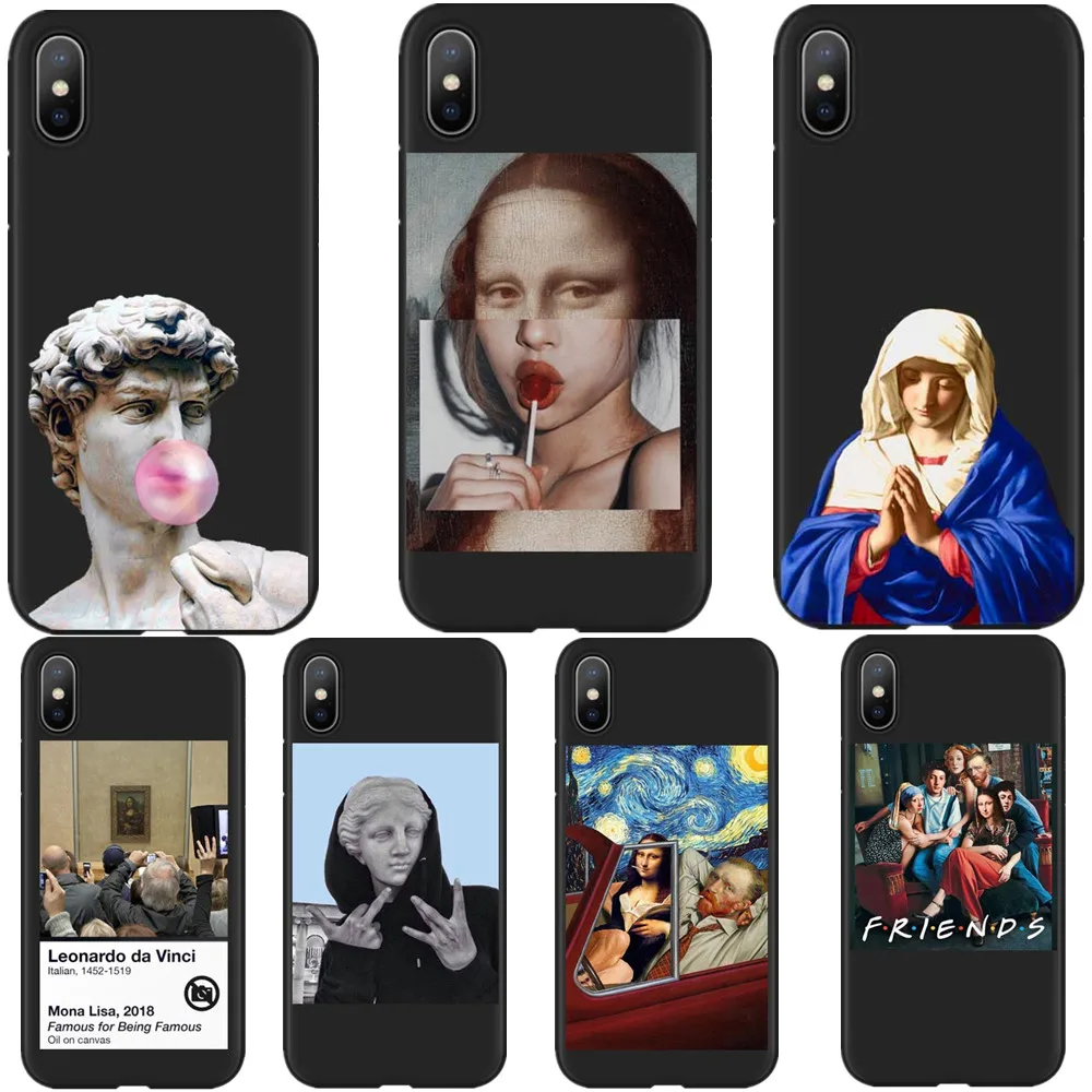 Веселые Чехлы Mona Lisa для iPhone XS XR MAX Ван Гог звездное мягкий чехол телефона X 5 6 6S Plus 7 8