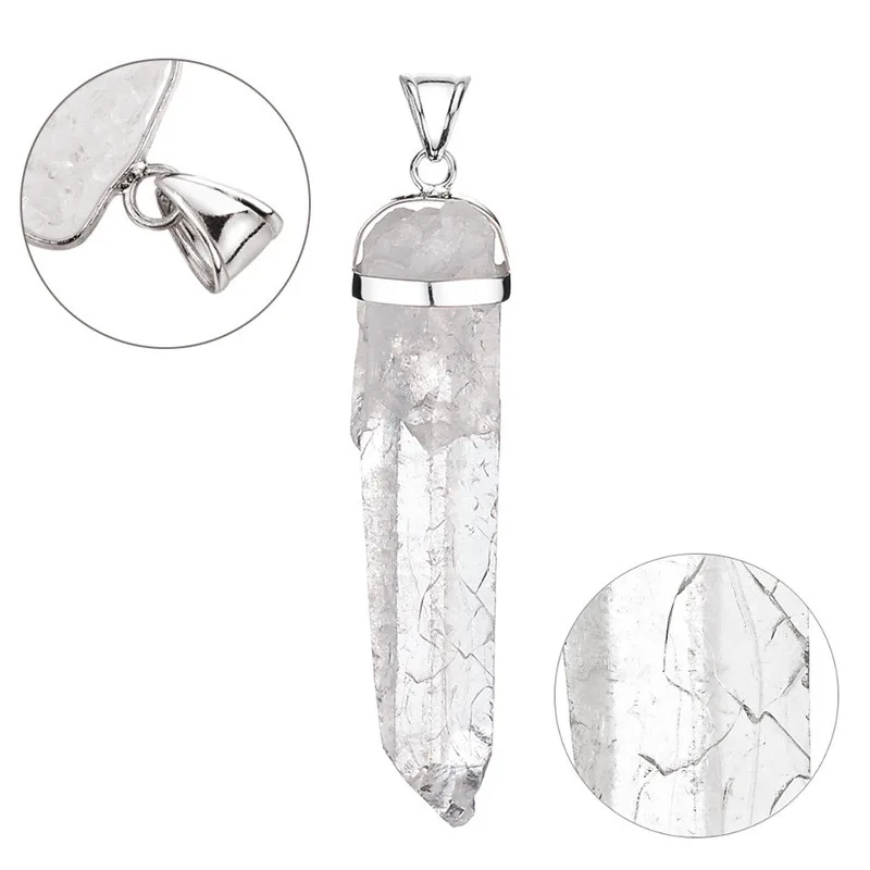 

1pcs Pendant Natural Crystal Column White Quartz Stones Pillars Women Necklace Pendant Jewelry Accesories