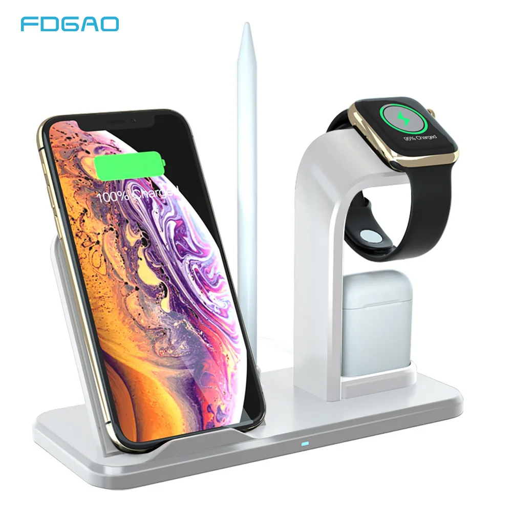 Беспроводное зарядное устройство 3 в 1 10 Вт для Apple Watch 5 4 2 iPhone 11 XR XS Max X 8 Samsung S10 S9 S8