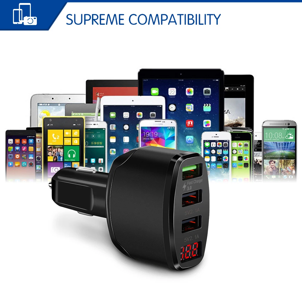 Зарядное устройство Powstro автомобильное с 3 USB портами А + 0 А|charging adapter|3 port usb3 |