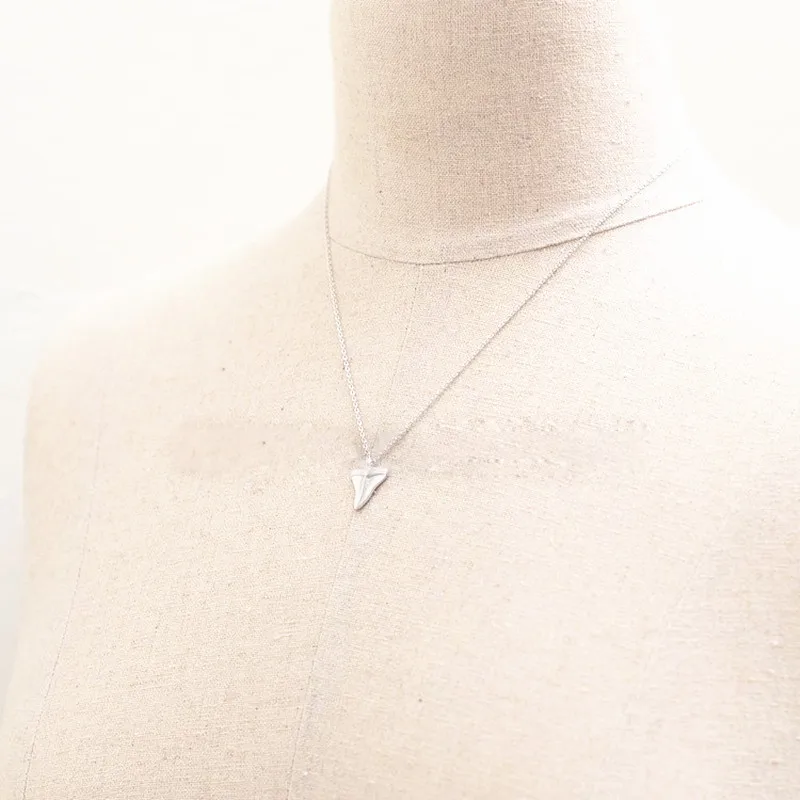 С изображением животного Акула ожерелья с зубами красивого серебристого цвета