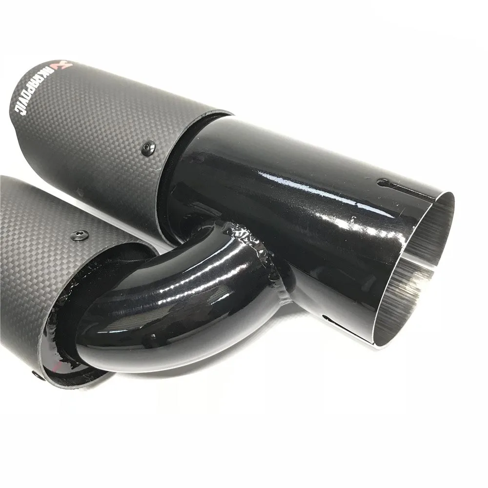 1 пара(L+ R) Универсальный двойной наконечник трубы Akrapovic матовое углеродное волокно+ черная краска выхлопной наконечник