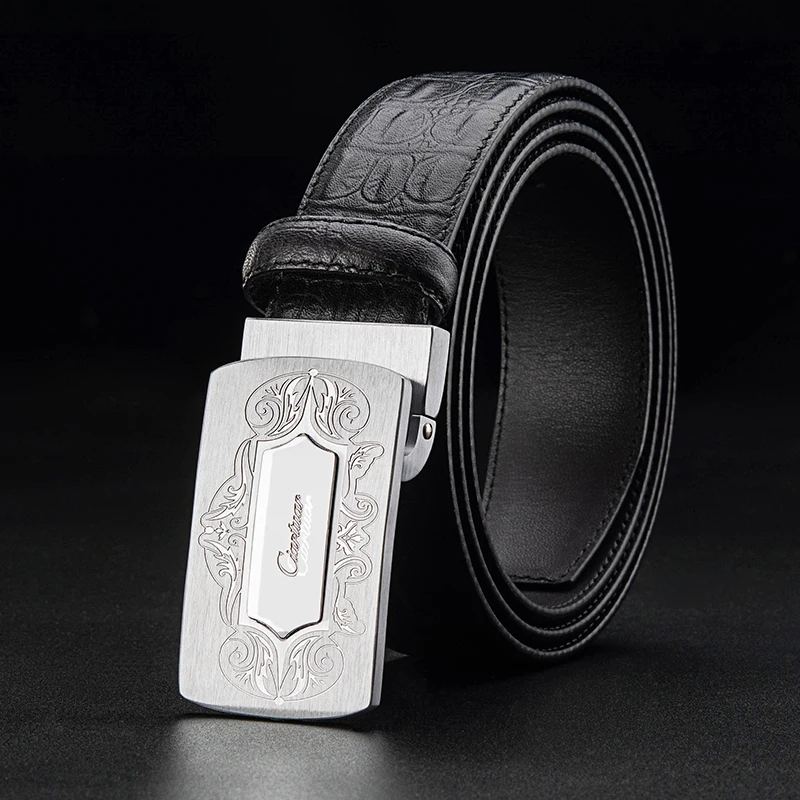 2019 Элитный бренд дизайн модные бизнес тиснение вырезка дикий тренд натуральной кожи мужской пояс ремень