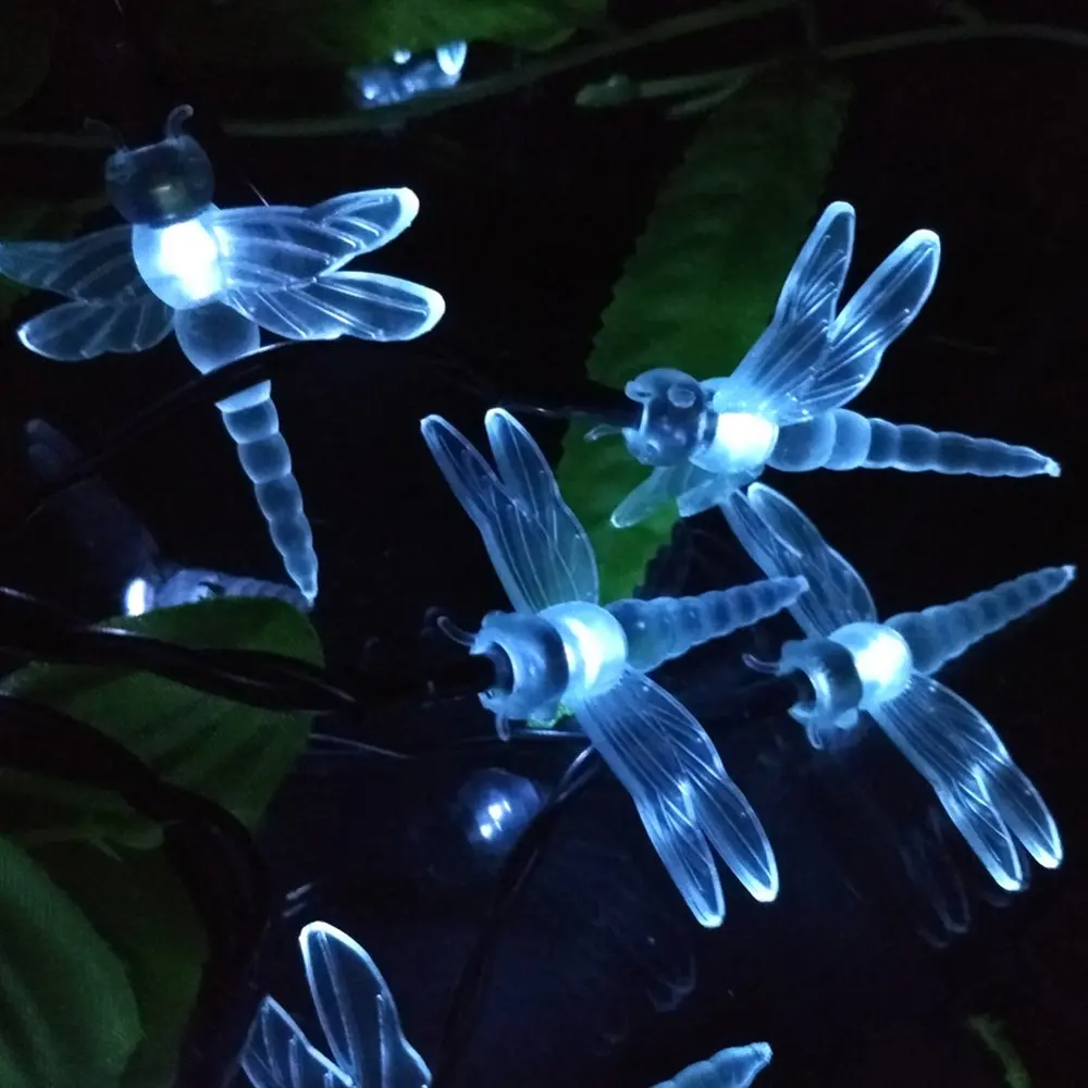2017 Горячая 4.8 М 20LED Стрекоза Энергосбережение Солнечная Фея Свет Шнура СИД Лампы