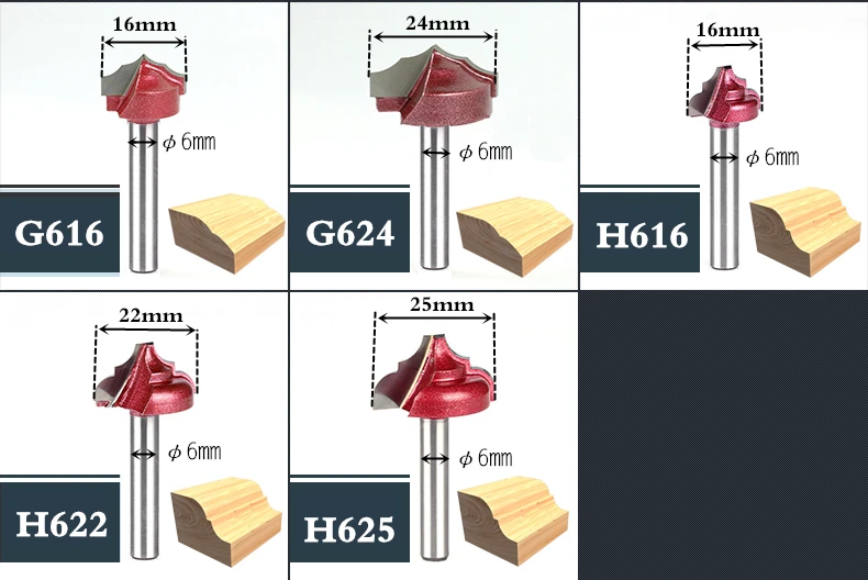 Деревообрабатывающий фрезерный станок с 6 мм хвостовиком Фрезерный резак из