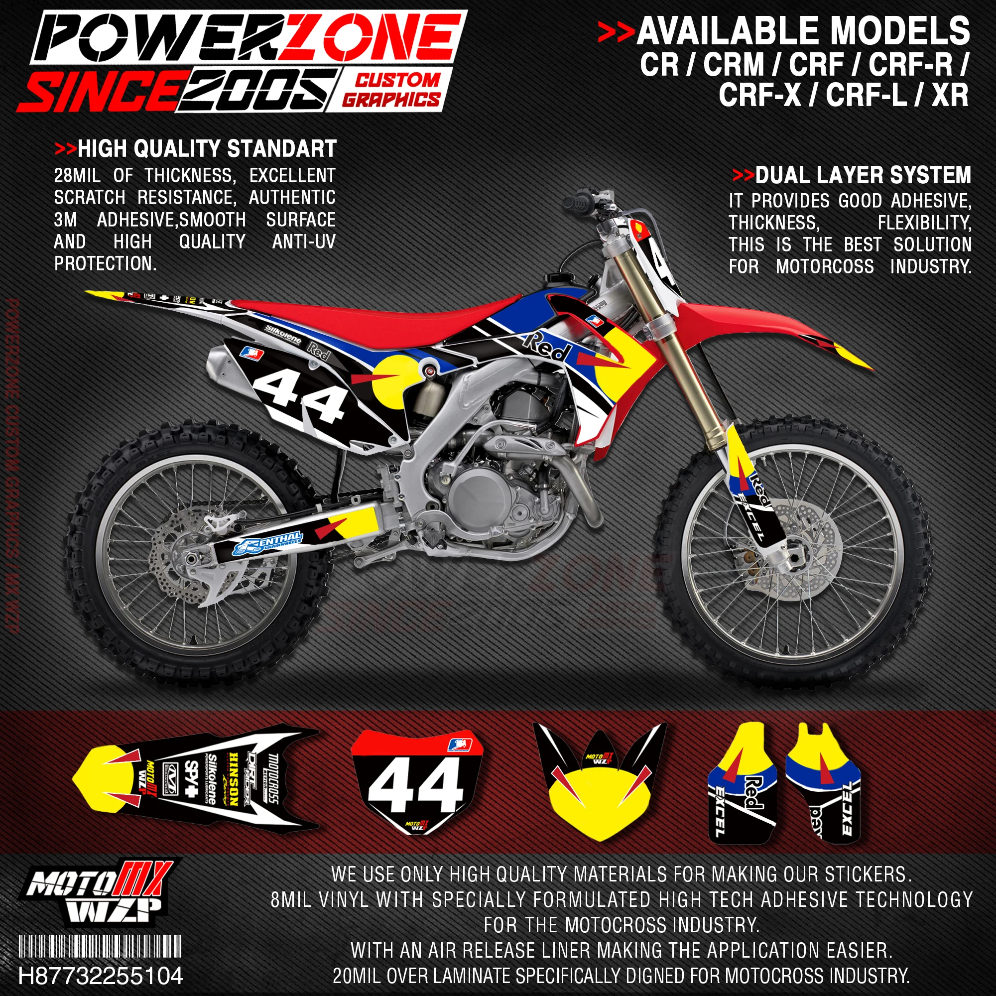 Персонализированные графические фоны PowerZone Team наклейки 3M Набор наклеек для HONDA