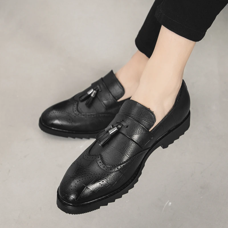 Fashion Men Loafers Elegant Brand Dress Shoes Italian Style Dating wedding dressing Male Tassel Casual w5 | Обувь