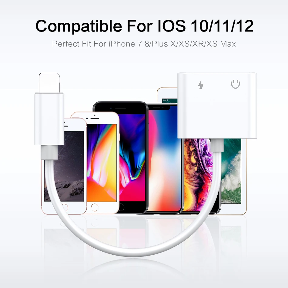 Адаптер 2 в 1 для iPhone X XS XR 7 8 Plus Plug Play аудио IOS 3,5 10,2 зарядное устройство конвертер для освещения 10,3 мм