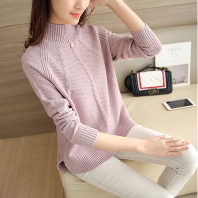 

Autumn winter women sweaters and pullovers korean style long sleeve casual crop sweater slim solid knitted jumpers sweter mujer