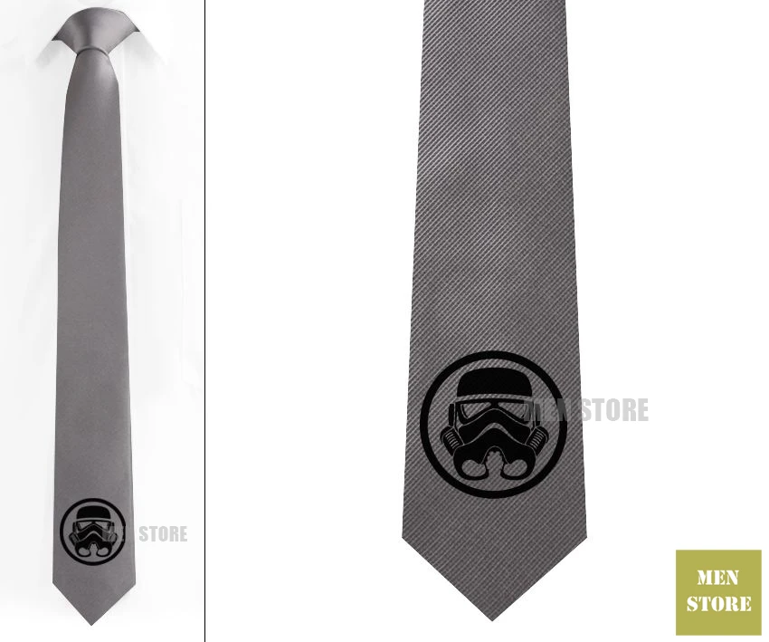 Gray tie Black logo Звездные войны Штурмовик сигил Мужские жаккардовые тканые узкие 2," галстук 6 см Галстук Свадебная вечеринка галстук для жениха запонки LK014M - Цвет: Gray tie Black logo
