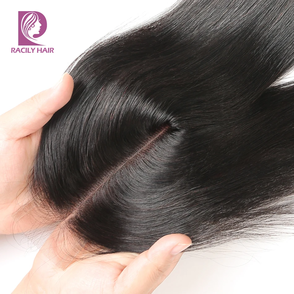 Черные волосы прямые бразильские 2x6 Кружева Закрытие Remy Ким К человеческие