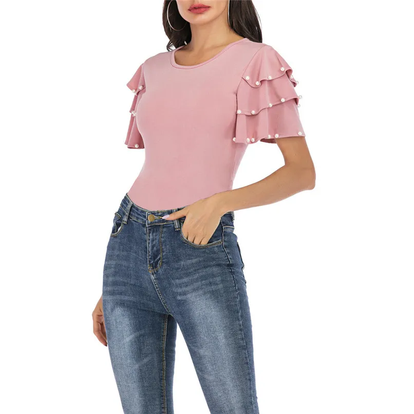 Женский комбинезон с оборками сексуальный коротким рукавом повседневные