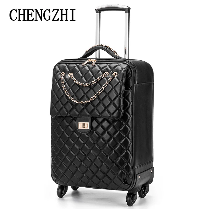 CHENGZHI 2" 24" дюймов женский красный чемодан для Путешествий Кожаный Спиннер для путешествий