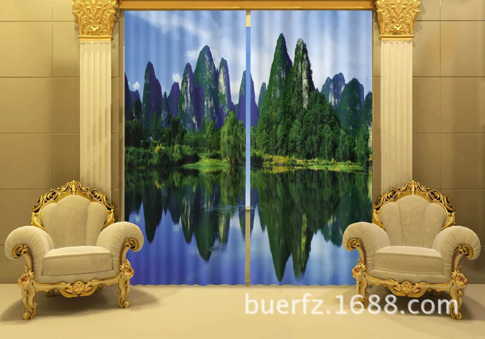 landscape 3D Photo Forest Fall Printing Blackout Window Curtains For Living room Bedding Hotel/Office Drapes Cortinas para | Дом и сад