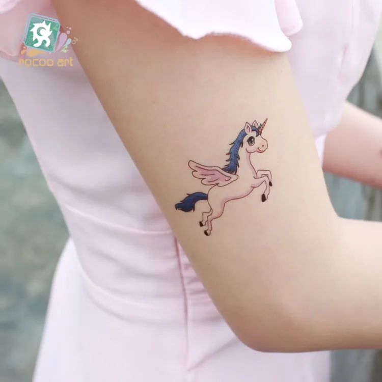 Rocooart Мультяшные животные тату детские поддельные татуировки единорог медведь