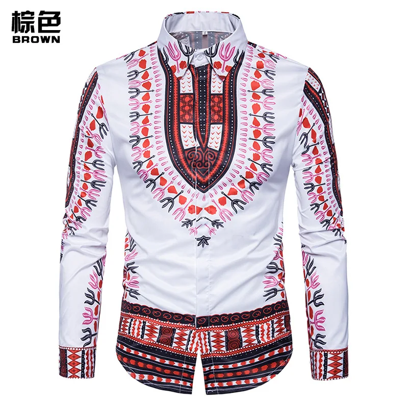 Мужская одежда рубашка Blusas новая мода с принтом ветра мужская блузки Camisa Masculina Manga