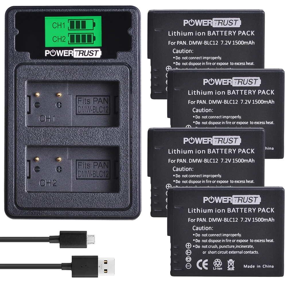 

4 шт. DMW-BLC12 DMW-BLC12E батарея + LCD двойное USB зарядное устройство с портом типа C для Panasonic DMW-BLC12E DMW-BLC12PP FZ200 FZ1000 DMC-G5