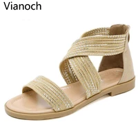 new fashion women sandals summer flats beach shoes woman size 40 41 42 wo19006