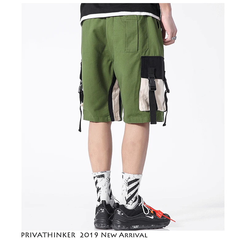 Privathinker лоскутное повседневное ремень мужские шорты Карго 2019 s Уличная хлопковые
