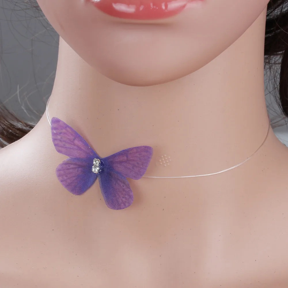 Женское колье-чокер из органзы Эфирная бабочка ручной работы в стиле бохо 8