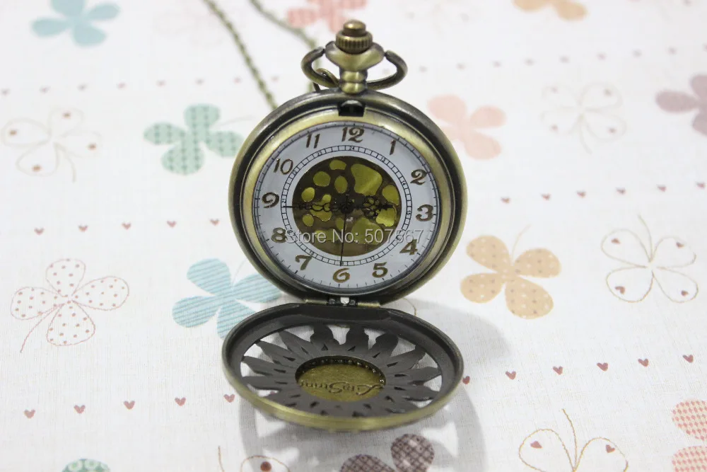 Оптовая продажа заказ смешивания желание дерево карманные часы Цепочки и