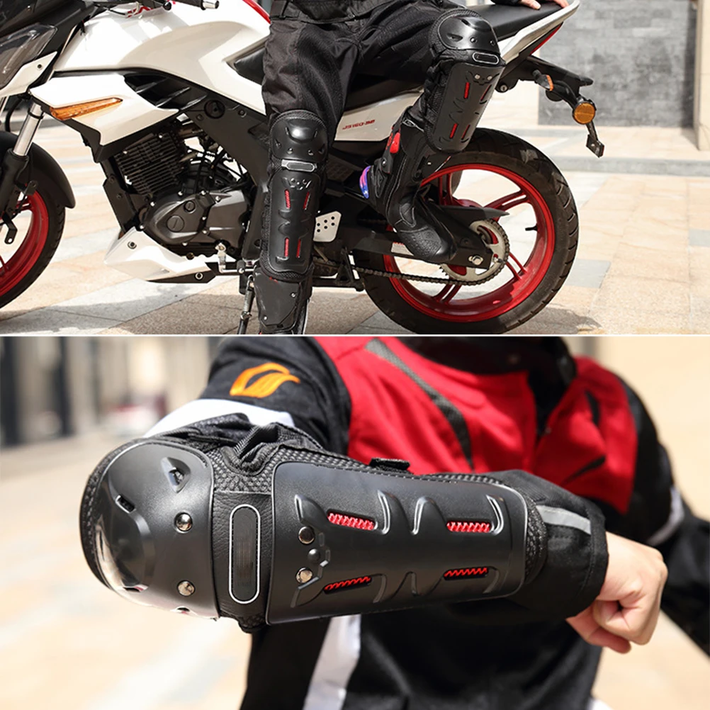 

4Pcs/set Sports Motorcycle Motorbike Bike Racing Skating Elbow Knee Armor Guard Protector Guards Protective Gear Pad Skating #35