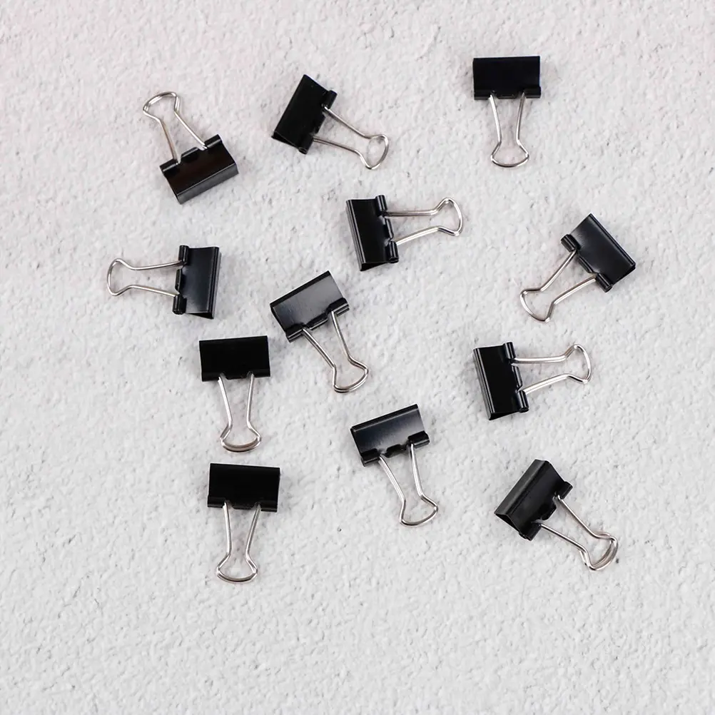 

Wholesale 12Pcs 15mm Black Metal Binder Clips Notes File Letter Paper Clip Photo Binding Stationery Accessories Office Supplies