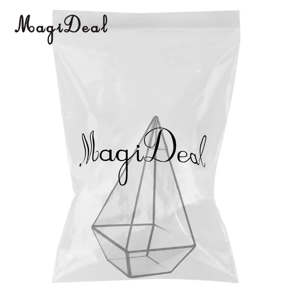 MagiDeal стеклянный геометрический Террариум ящик горшок Настольный суккулент плантатор черный 12x12x24 cm
