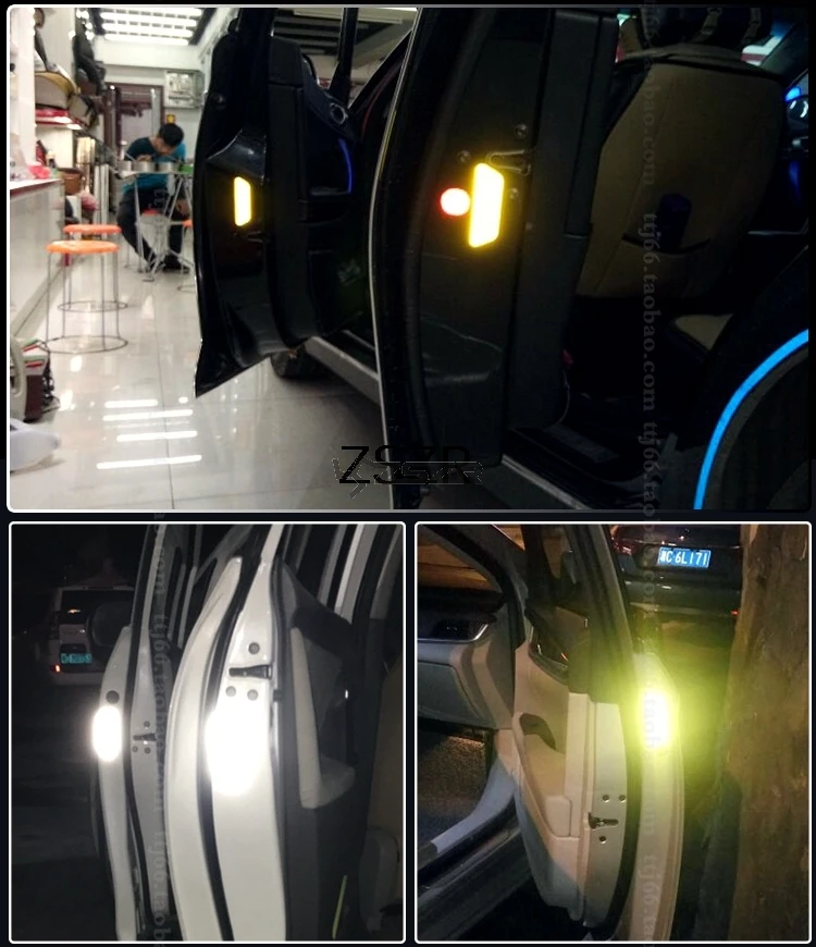 

4PCS/SET Brand High Quality Noctilucent Fluorescence OPEN The Door Warming Reflective Car Stickers Flim Z2CA262