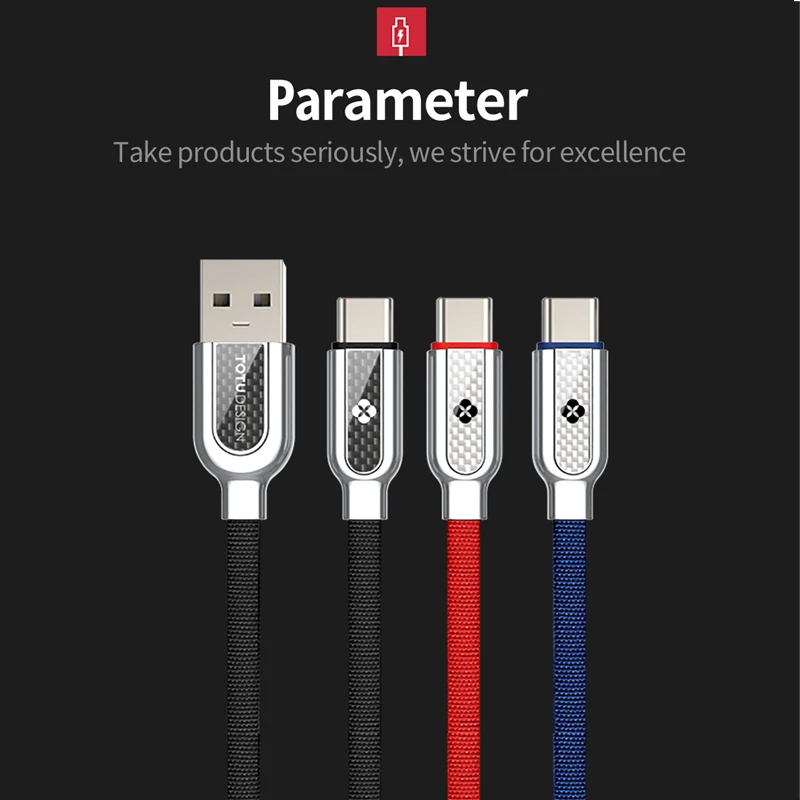 Кабель TOTU USB Type C для Samsung S10 S9 S8 A50 Xiaomi Redmi Note 7 Быстрая зарядка USB-C зарядное