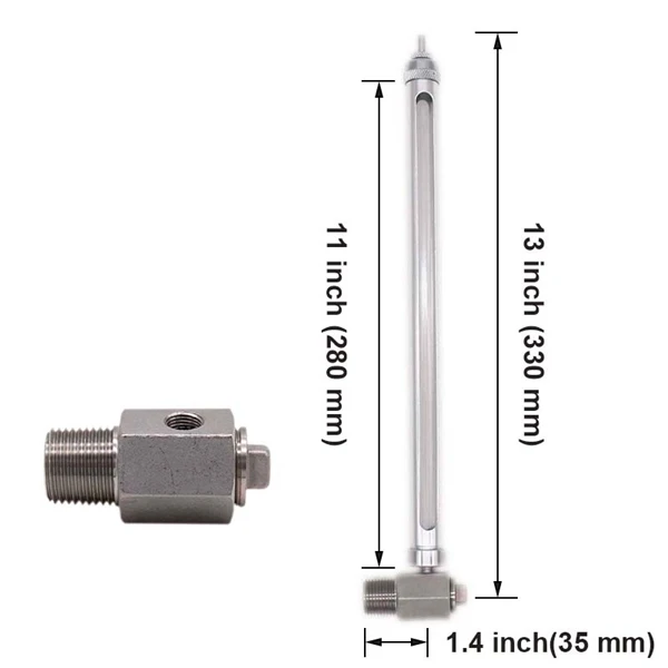 11 inch Sight Gauge 1" /16" прицел Стекло с адаптером селфи-Стик-1/" NPT высокая температура Еда Класс силиконовые шайбы, кварцевая трубка чайник из бесшовной бочонок датчик визирования - Цвет: 11 inch Sight Gauge