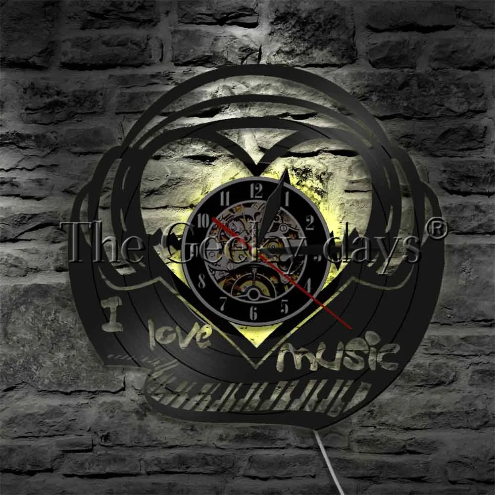 Пианино клавишные настенные часы музыка выражение светодиодный освещение Wall Art я