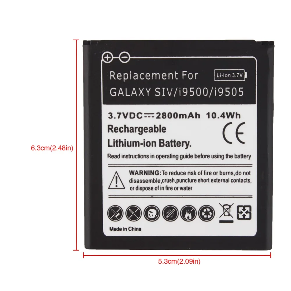 For Samsung S4 i9500 2800mAh Replacement Battery Galaxy SIV i9505 Mobile Phone Rechargeable Li-ion Batteria | Мобильные телефоны и