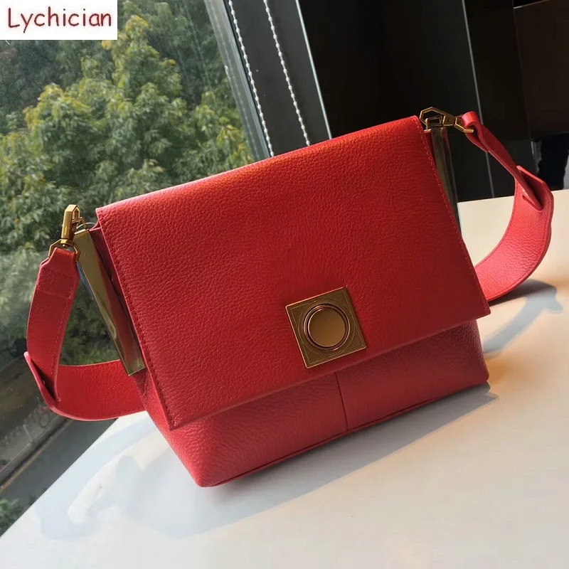 Женская сумка мессенджер из натуральной кожи с откидной крышкой|leather messenger bag|bag