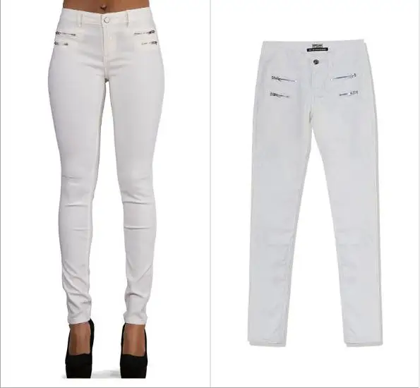 2019 эластичные штаны из искусственной кожи женские узкие брюки белые карандаш с
