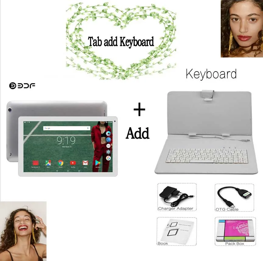 Tab Add Keyboard BDF планшет 10 дюймов планшетный ПК Android 5,1 четырехъядерный 1 Гб+ 32 Гб WiFi планшет Android 1024*600 Поддержка Google Play рынок ПК планшет 10 - Комплект: Tab Add Keyboard
