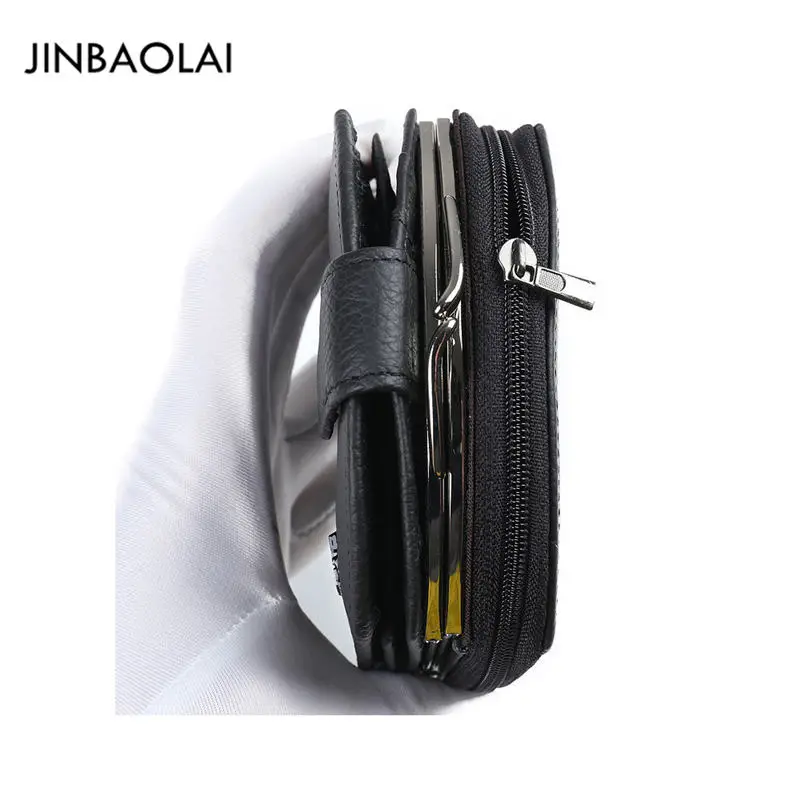 JINBAOLAI фирменные новые и высокое качество мужские мини молния кожаный кредитной