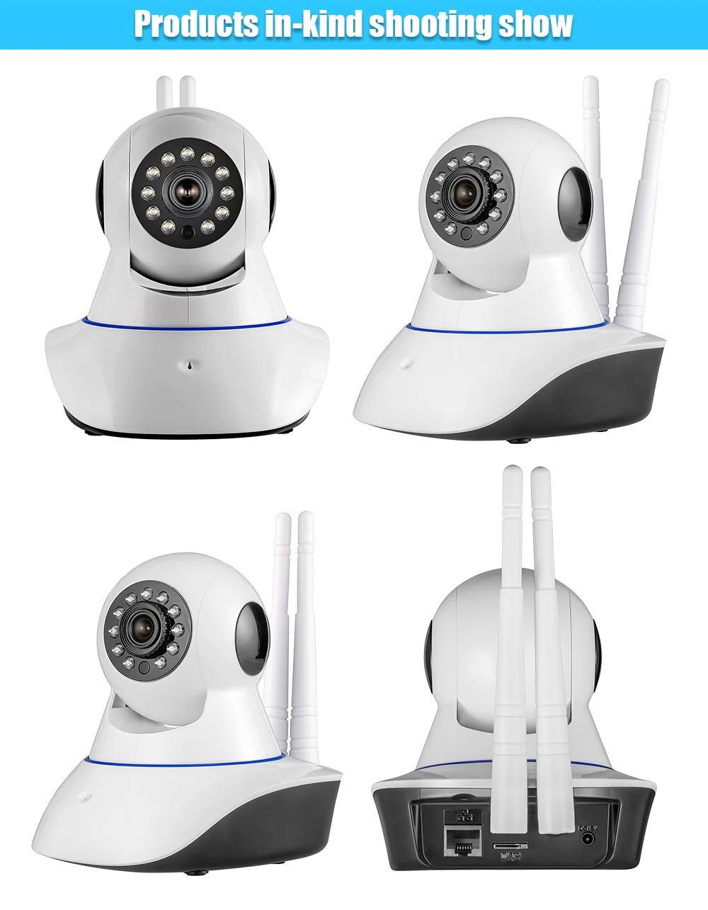 Две антенны 720P HD Крытый WiFi домашняя камера безопасности сильный сигнал IR-Cut